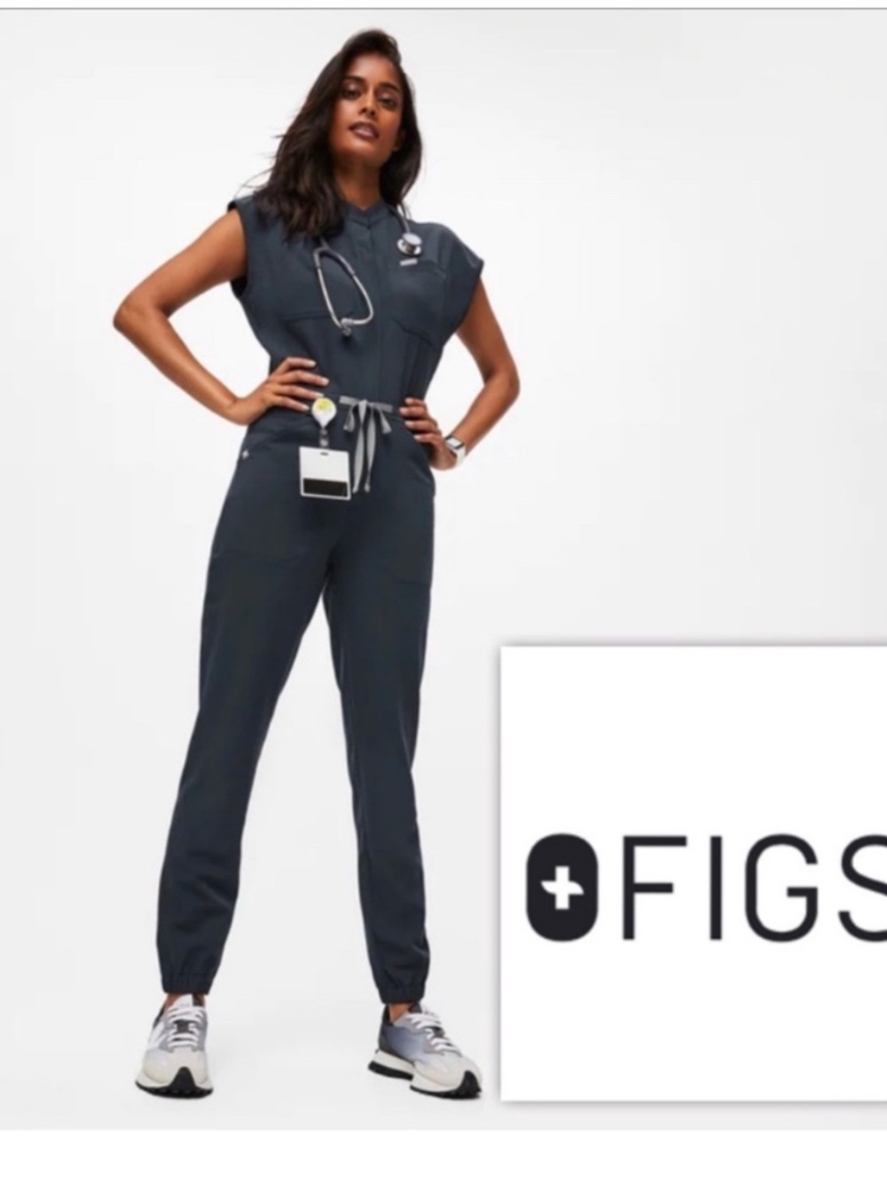 NWT FIGS Rafaela Cargo Jumpsuit  Navy Blue Technical Collection Scrub Uniform L